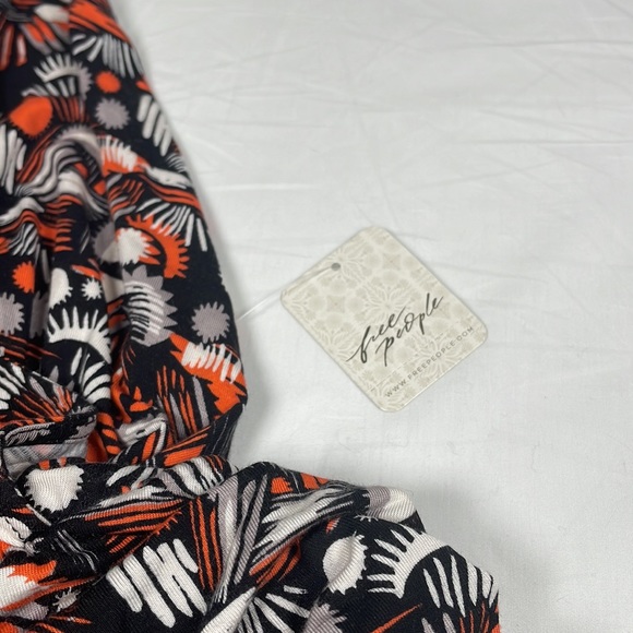 NWT Free People Daria Halter Maxi Dress Black Combo Orange Boho Beach Summer - Picture 4 of 7